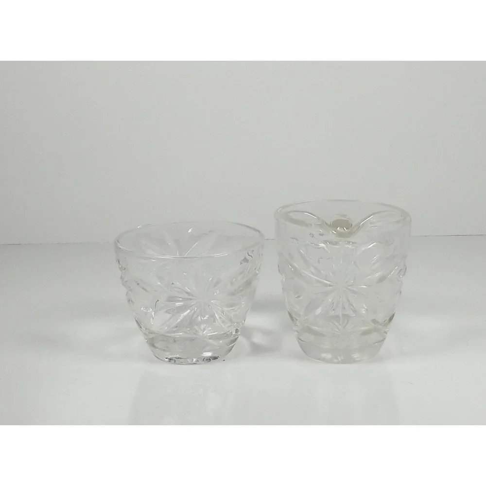 Anchor Hocking Prescut Star of David Creamer and Sugar Bowl VTG